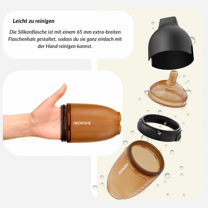 HEORSHE® Babyflasche Einzelteile – leicht zu reinigen dank extra weitem Hals