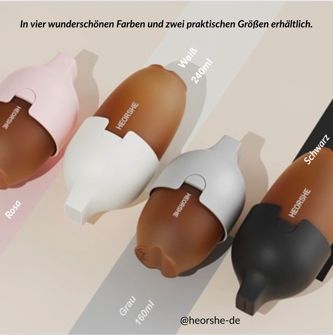 HEORSHE® Ultra Wide Neck Babyflasche – alle Farben (weiß, grau, schwarz, rosa)